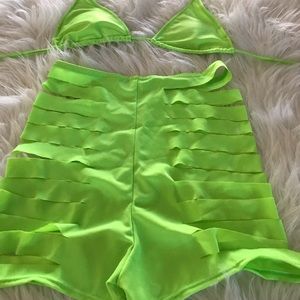 Custom Made Two Piece String Strap Slice Bottoms Side Women SwimSuit